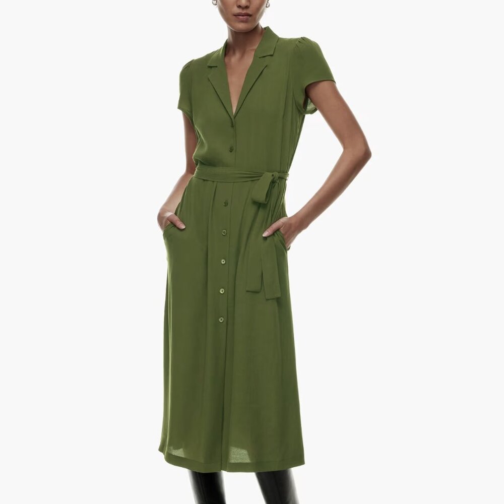 Aritzia Wilfred Shirt Dress in Grotto Green, XS - Gently Worn, Olive Green